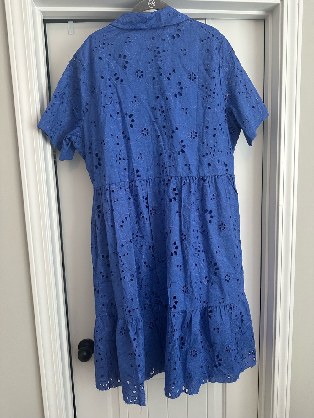 Women’s Chico’s 3.5 size 18 blue eyelet tiered button midi dress - Picture 5 of 8